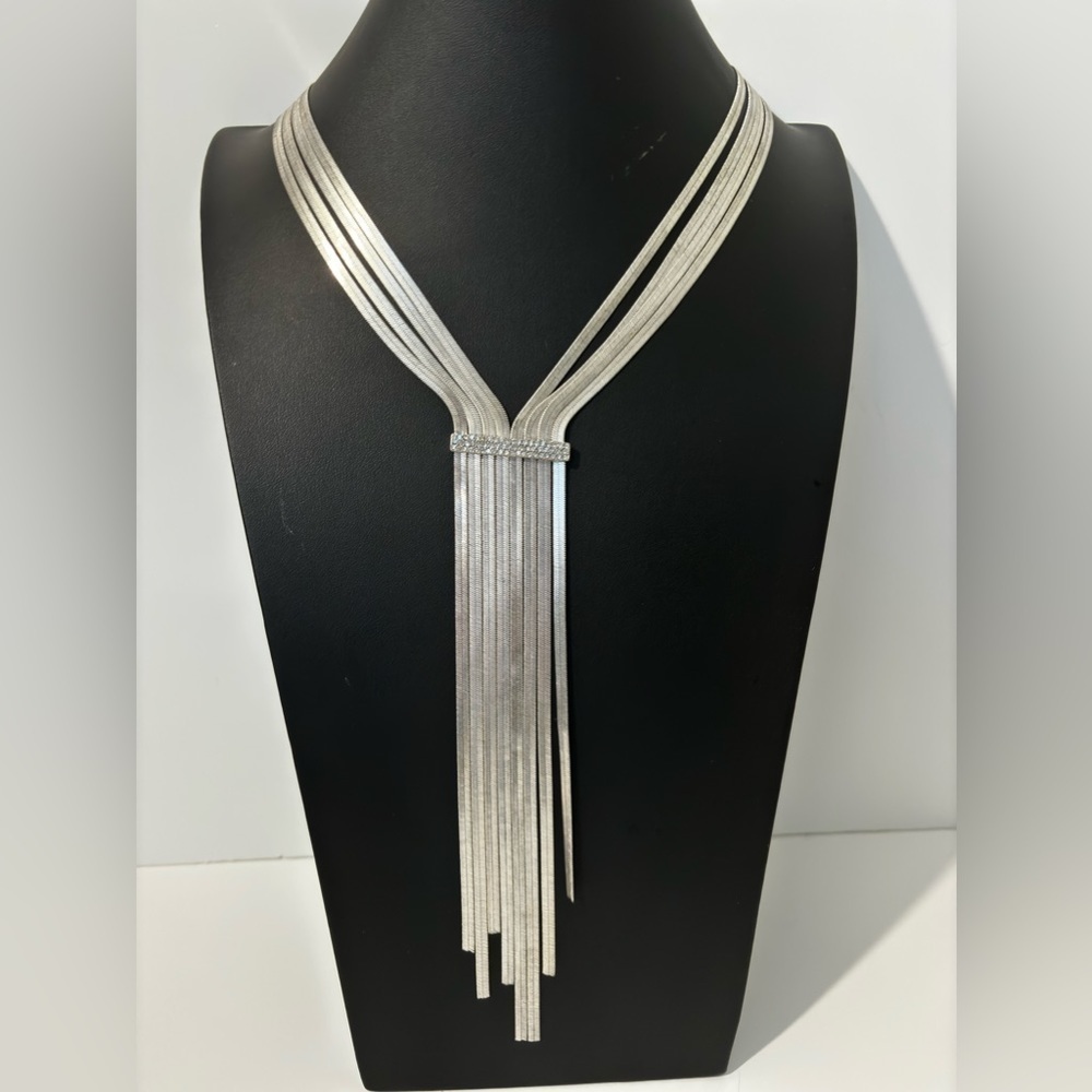 Chicos stunning herring bone multi strand with rhinestones